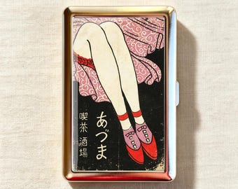 Vintage Taisho Ukiyo-e Lady Legs Cigarette Case-Zigarettenetui Wallet Metal Joint Holder