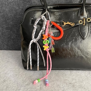 Custom Letter Rope Bag Charms,Purse Bag Keychain Accessories,Gift for her