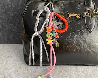 Custom Letter Rope Bag Charms,Purse Bag Keychain Accessories,Gift for her