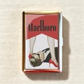 Vintage Heel Risque Graphic Cigarette Case-Zigarettenetui Wallet Metal Joint Holder