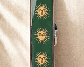 Vintage Sun Face Pill Box-Medicine Container, Weekly 7 day Organizer, Vitamins Holder, Trinket Box