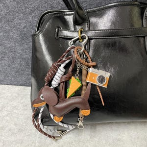 Cute Leather Puppy Rope Bag Charms,Purse Bag Keychain Accessories,Gift for her