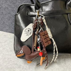 Cute Leather Puppy Rope Bag Charms,Purse Bag Keychain Accessories,Gift for her