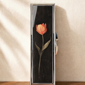 Dark Moody Single Orange Tulip Pill Box-Medicine Container, Weekly 7 day Organizer, Vitamins Holder, Trinket Box