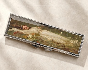 Vintage Art Ophelia Painting Pill Box-Medicine Container, Weekly 7 day Organizer, Vitamins Holder, Trinket Box
