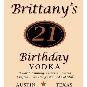 Customizable 21st Birthday Vodka Label Template