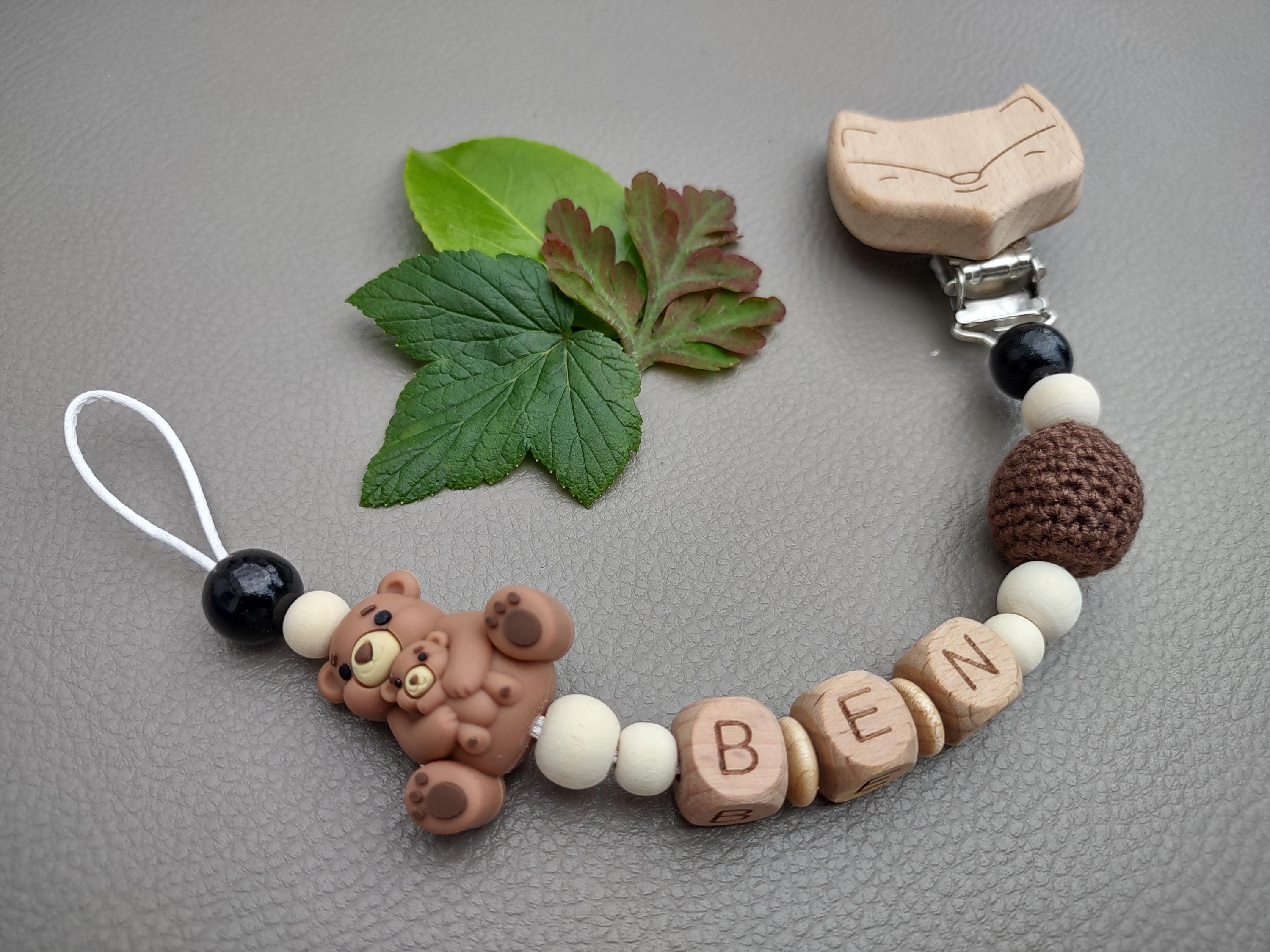 Heimess - Schnullerkette Bär Natur | Maman Et Bebe