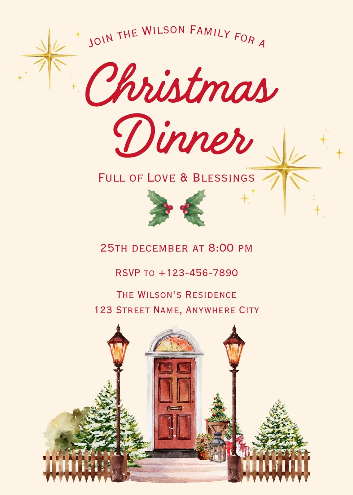 Editable Christmas Dinner Invitation Template Etsy