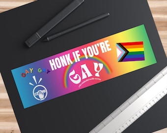Tuta om du är gay stötfångardekal | Regnbågs progressiv flagga dekal