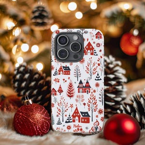 Personalized Scandinavian Christmas Phone Case, Scandinavian Christmas Phone Case Gift, Scandinavian Minimal Phone Case, iPhone, Galaxy Case