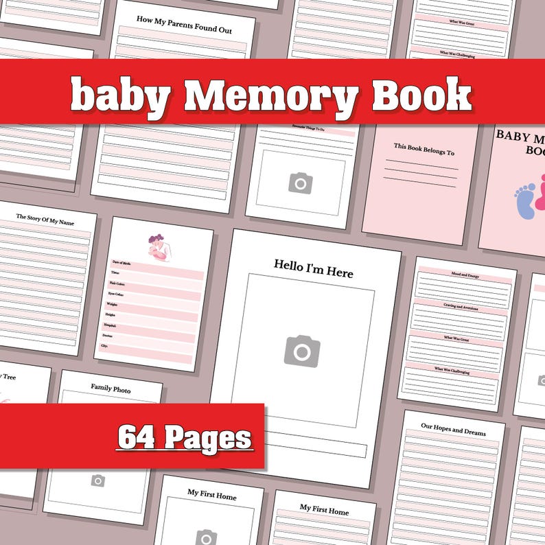 Baby Memory Book Printable PDF First Year Milestone Tracker Newborn ...
