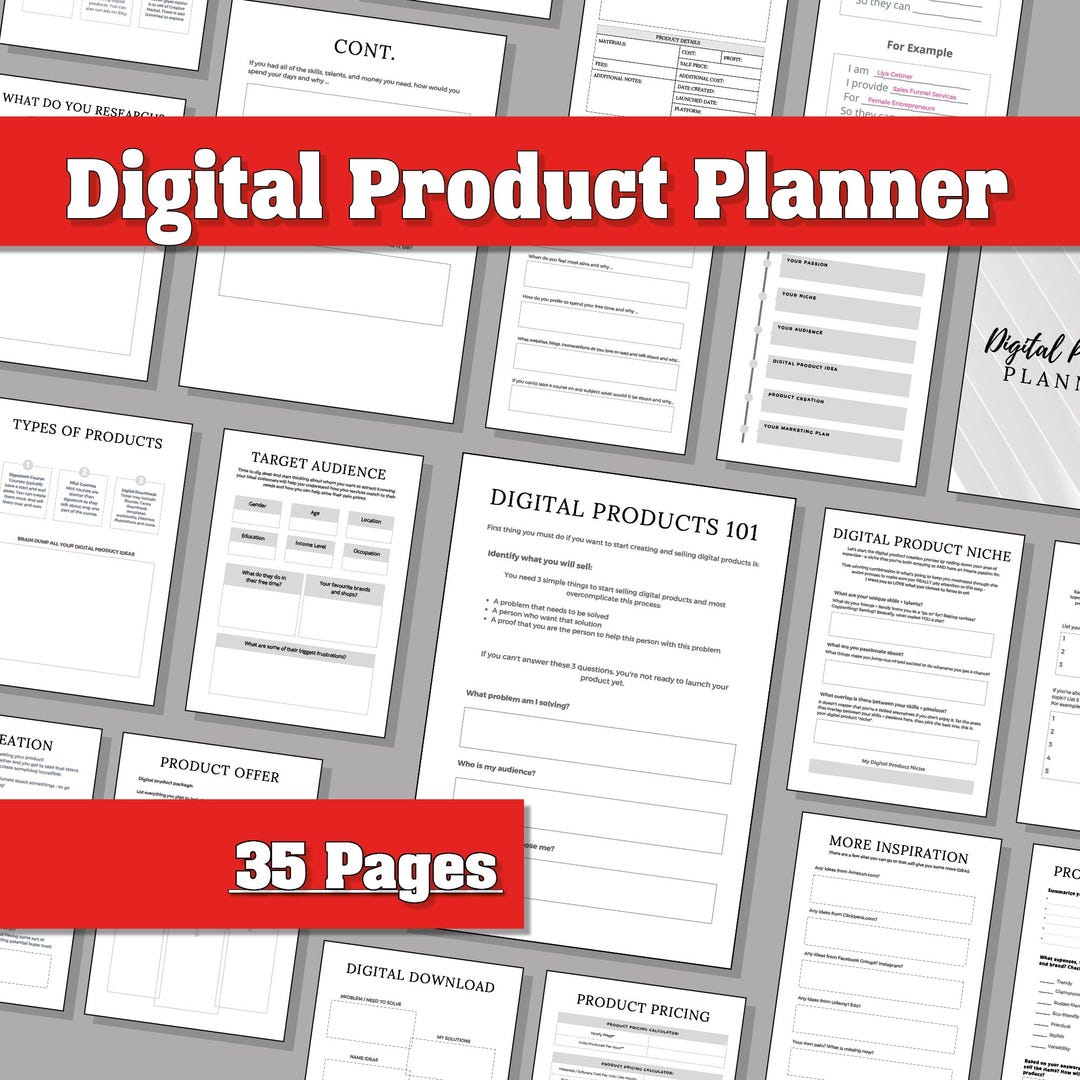 Digital Product Planner Printable PDF Course Creator Workbook ...