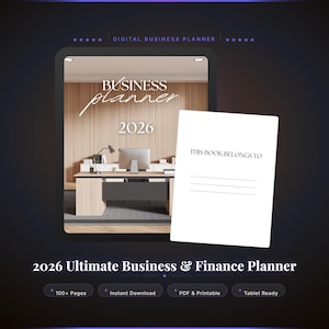 2026 Business Planner Digital PDF Printable Small Business Organizer Financial Budget Tracker Entrepreneur Productivity Planner Order Forms