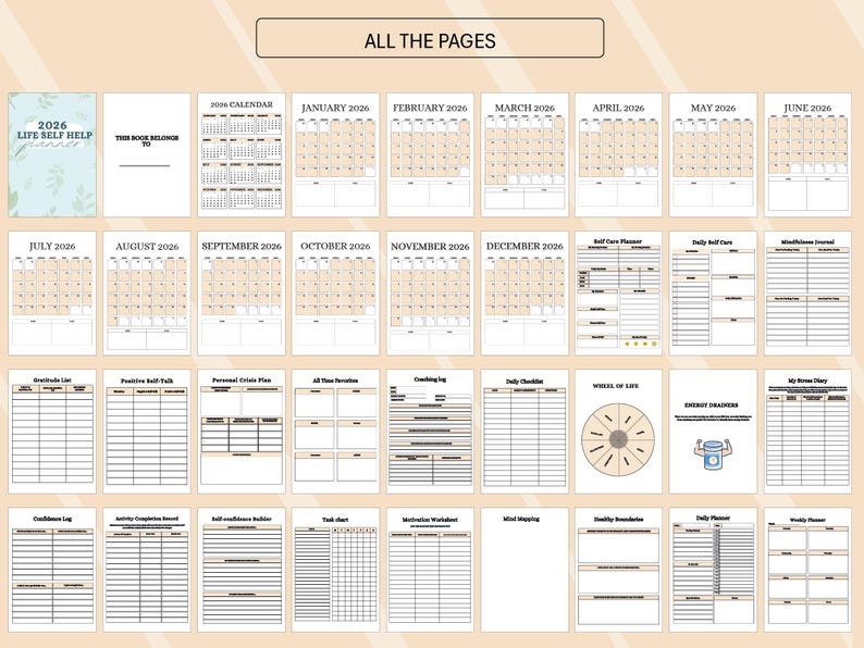 2026 Life Planner Self Help Mental Health Workbook Goal Setting Habit ...