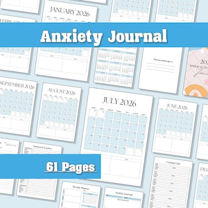 2026 Anxiety Depression CBT Workbook Journal | Mood Tracker Printable Mental Health Planner