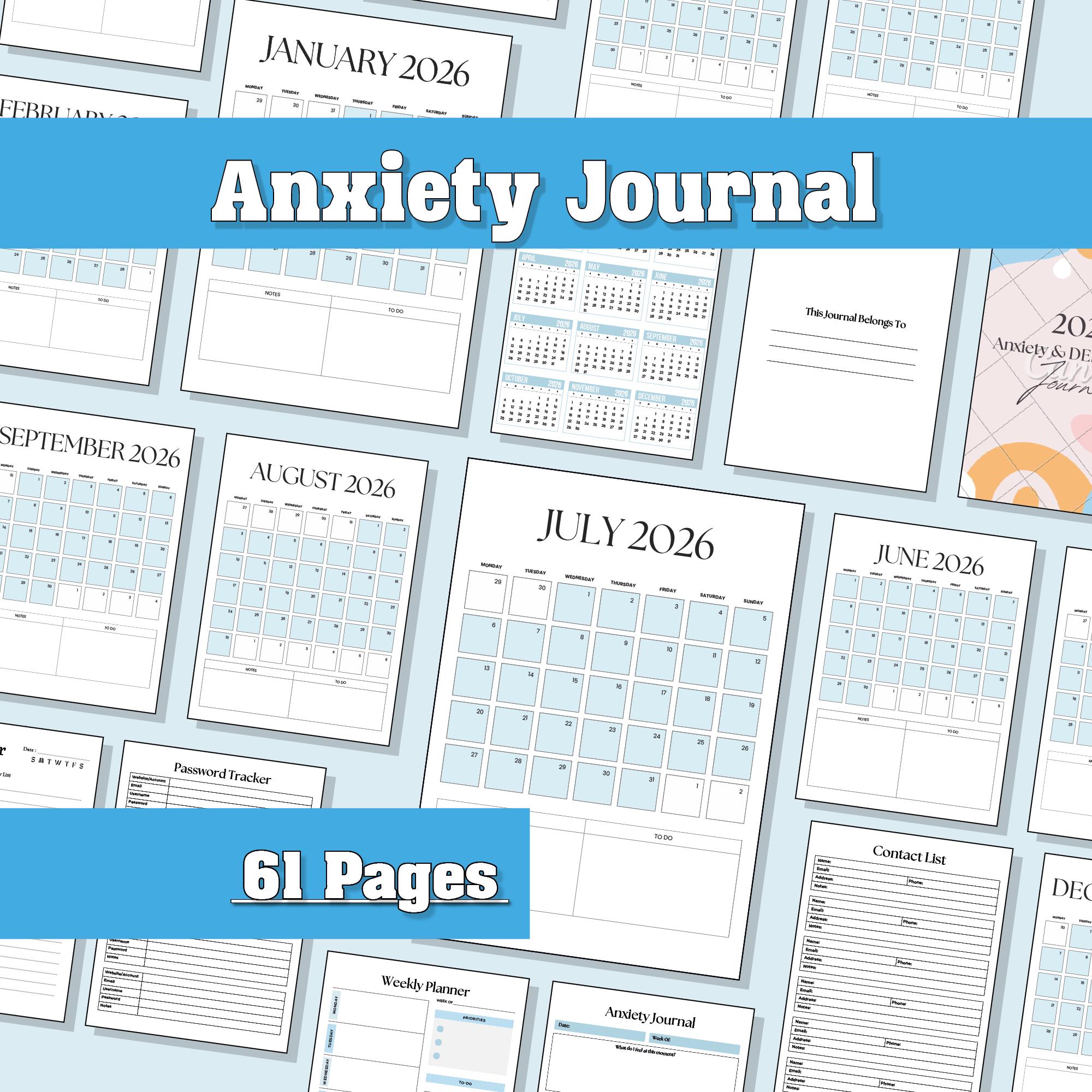 2026 Anxiety Depression CBT Workbook Journal | Mood Tracker Printable ...