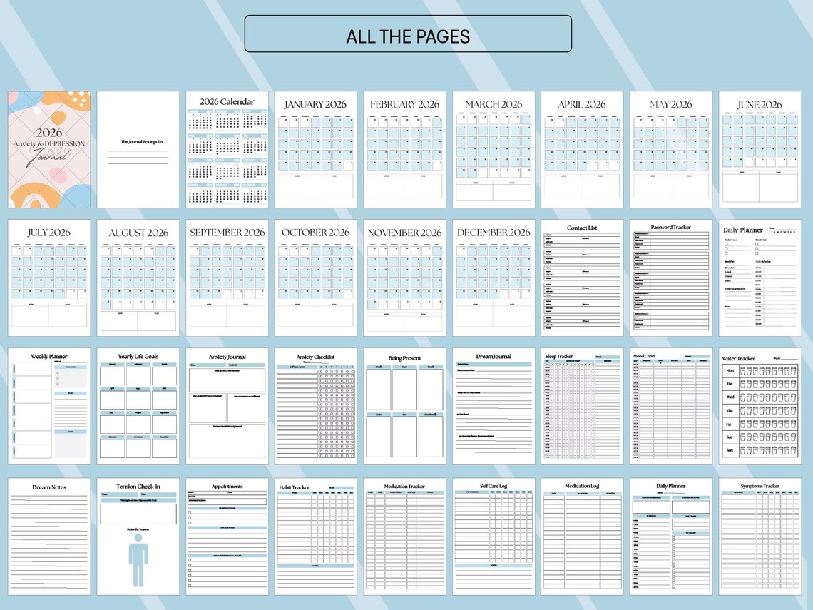 2026 Anxiety Depression CBT Workbook Journal | Mood Tracker Printable ...