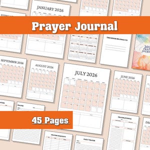 2026 Prayer Journal Christian Planner Bible Study Sermon Notes Printable Devotional