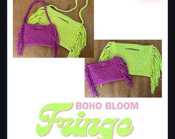 Boho Fringe Clutch Crochet Pattern, Beginner Bag (PDF Download)
