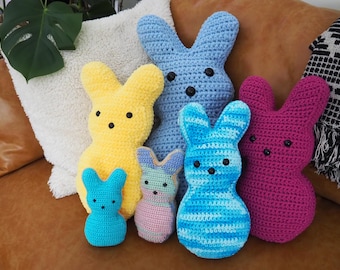 Crochet Peep Bunny Pattern, Beginner Plushie Pillow, Any Yarn Weight (PDF)