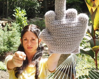 Crochet Middle Finger Pillow Pattern, Bulky Yarn Novelty Home Decor, PDF