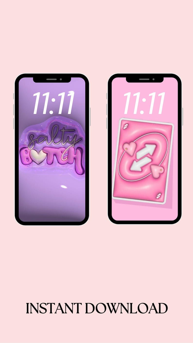 Aesthetic Girly Pink Y2K Phone Wallpaper Bundle, Set of 5, Cute
