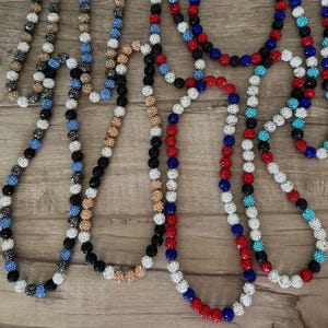 18 Inch Baseball Necklaces, Rhinestone Beaded Necklace, Bling, Drip, Baseball Team Gift, Gift for Kids