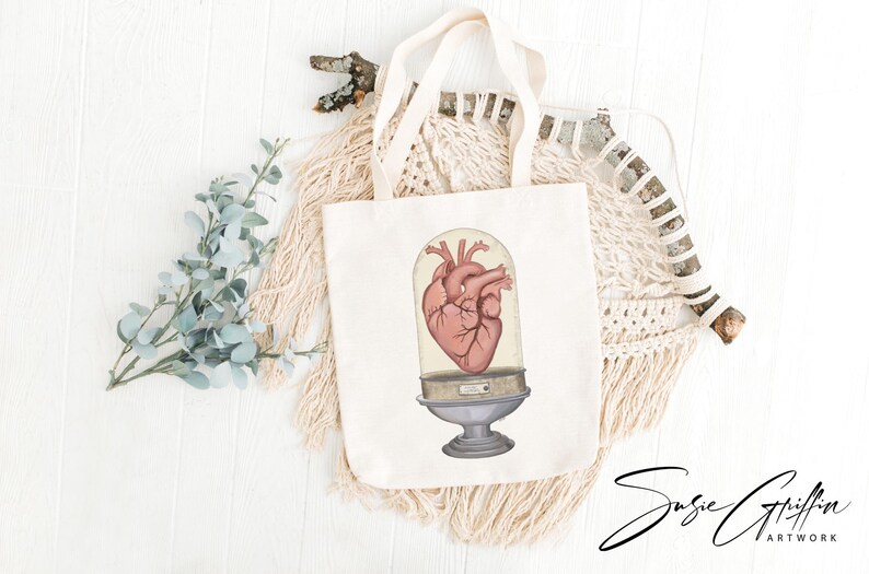 Easily Excitable Anatomical Heart in Glass Display Canvas Tote Bag image 2