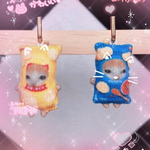 Süßes Katzenmem Silly Memes Schlüsselanhänger Mini Plüsch Schlüsselanhänger beliebter Trend Banane Katze Chips Katze Burger Katze Quoso Katze