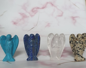 Crystal Angel Figurine: Handcrafted Gemstone Guardian Angel Decor