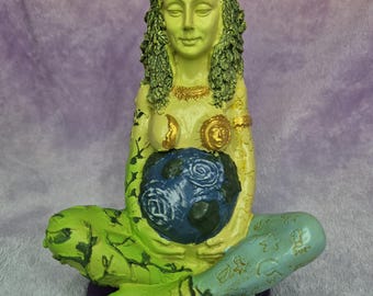 Moder Jord Gudinna Gaia Staty - Handmålad Figur, Natur & Wicca Dekor, Hedniskt Altare, Andlig Gåva