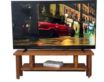 Elegant Handcrafted Solid Wood TV Stand , Wood Tv Stands Console Furniture ,Handmade Media Turntable Stand for Indoor Decor