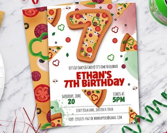 Pizza Birthday Invitation: Party Theme, DIY Edit (Digital Download)