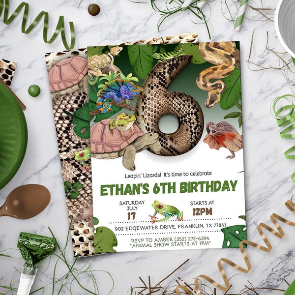 Reptile birthday invitation, for reptile birthday party - Digital Invitation, Instant Download, DIY Edit Yourself