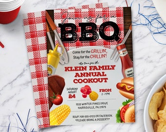 BBQ Invitation or Picnic Invitation or Cookout Invitation | Instant Download - Digital Download to Edit Yourself