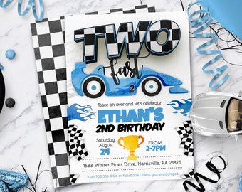 Race car birthday blue, cars birthday, race car party baby blue - Ages 1-5,  instant download editable invitation template