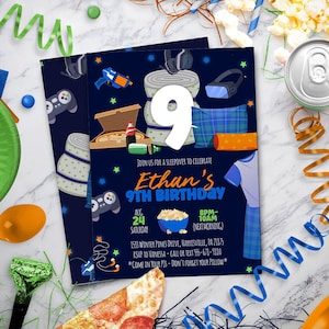 Boys Sleepover Slumber Party Invitation, Instant Download Editable Template, Boy Slumber Party, Pajama PJ Party, Tween Birthday or any age