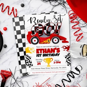 Race Car Birthday Invitation: Editable Template (Digital Download)