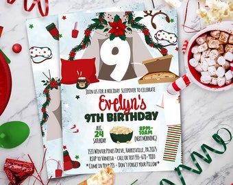 Christmas Sleepover Invitation: Holiday Pajama Party Template (Digital Download)