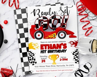 Ready, Set, Go! Race car birthday, cars birthday, race car party - Any Age,  instant download