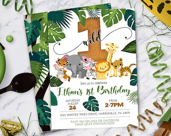 Safari Invitation | Safari Birthday Invitation - First Birthday up to 4 | Instant Download - DIY Edit Yourself