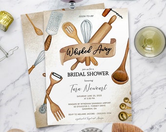 Whisked Away bruids douche uitnodiging, keuken thema Party, Instant download, bewerkbaar ontwerp