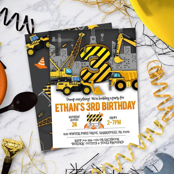 Construction Invite - Etsy