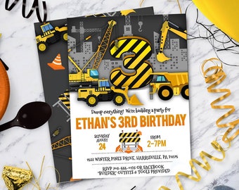 Construction Party, Construction Invitation or Birthday Party Invite - First Birthday up to 5 | Instant Download - DIY Edit Yourself