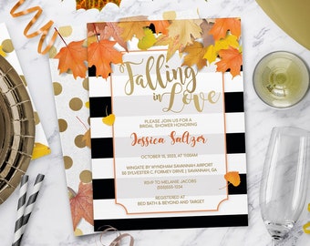 Falling in Love Fall Bridal Shower Invitation, Wedding Shower Party Invite |  Printable Template, Instant Download