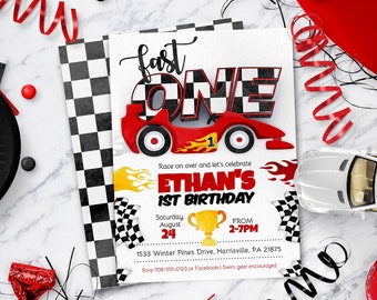 Race car birthday, cars birthday, race car party - Ages 1-5,  instant download editable invitation template