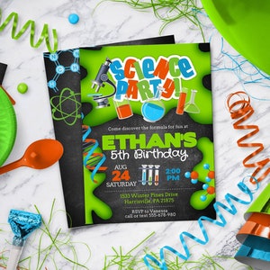 Science Birthday invitation - Mad Scientist Invitation for Science Party | Instant Download - DIY - Edit Yourself