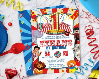 Circus Invitation for Circus Party | Circus Birthday Invitation for Ages 1-10 | Instant Download - DIY Edit Yourself