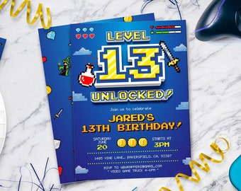 Video Game Invitation, Video Game Decor, Gamer Party Supplies - Ages 5-16 | Instant Download Editable - DIY - Edit Yourself