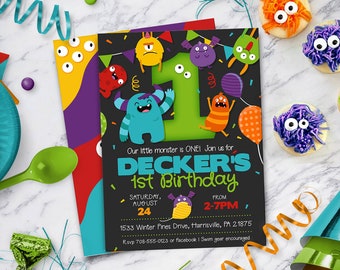 Monster Party Invitation, Monster Boy, Little Monster Invitation | Instant Download - DIY  - Edit Yourself